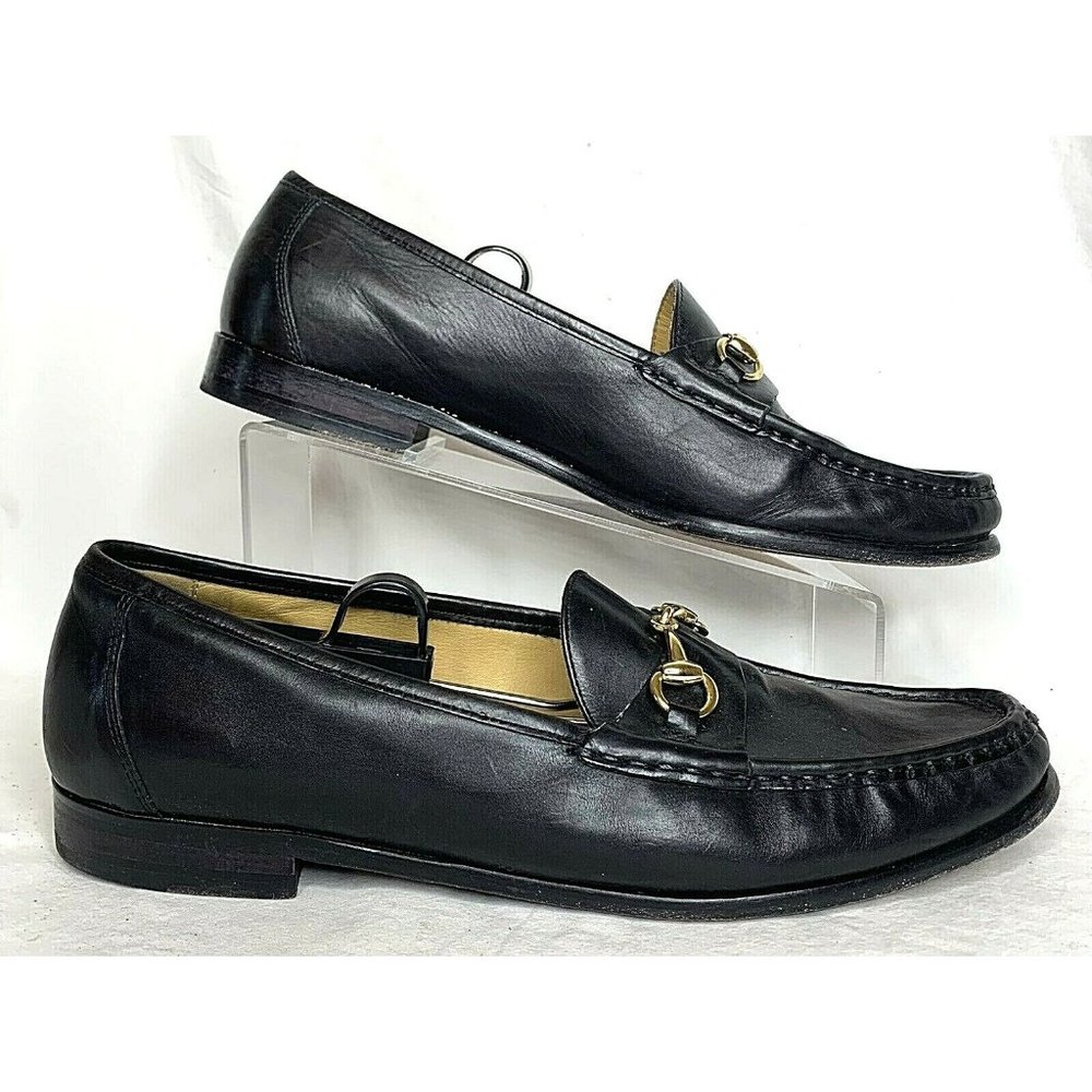 Cole Haan Mens Gold Horse Bit Accent Black Slip-On Dress Shoes Sz 11.5 M - EUC